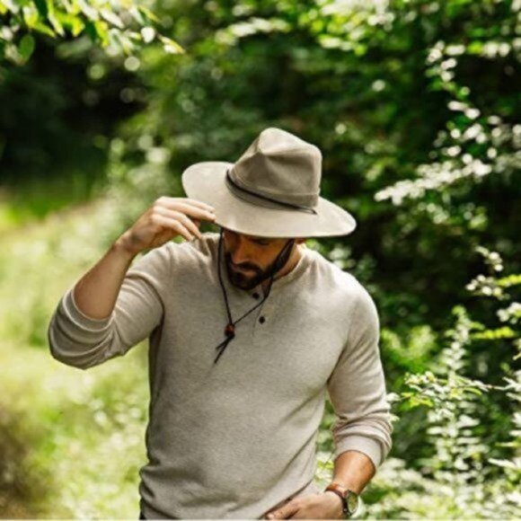 Dorfman Pacific Unisex Brushed Twill & Mesh Safari Hat w/Leather Trim - Picture 4 of 8